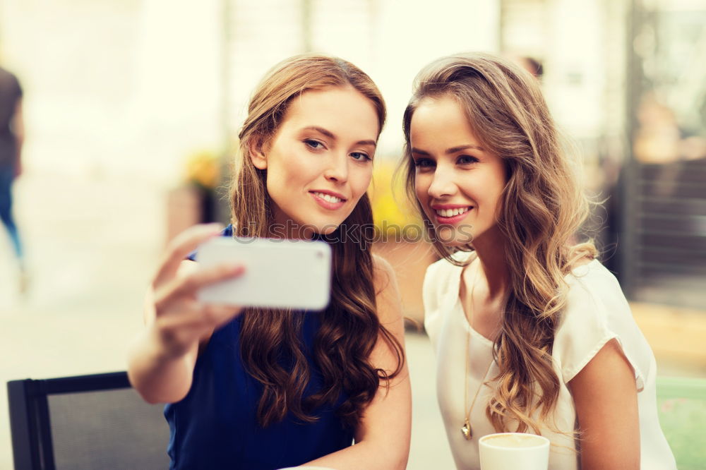 Similar – happy mother and daughter making selfie outdoor in summer