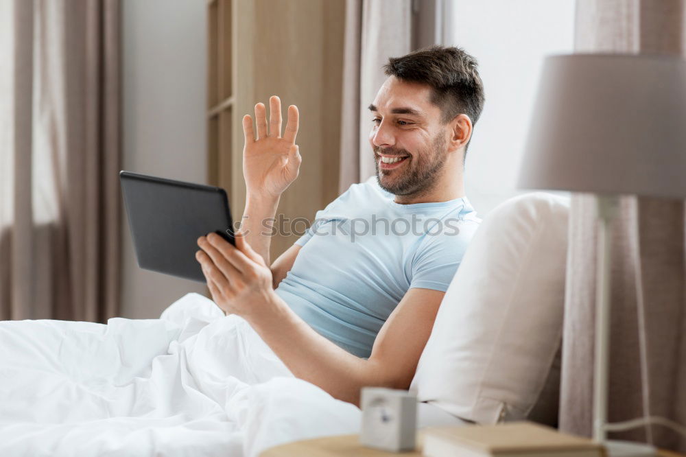 Similar – Image, Stock Photo Portrait of a young thoughtful mixed race man sitting in the sofa