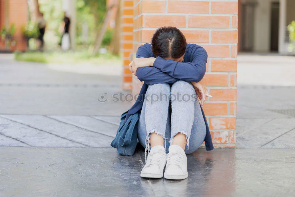 Similar – Image, Stock Photo Woman sitting on tiptoe