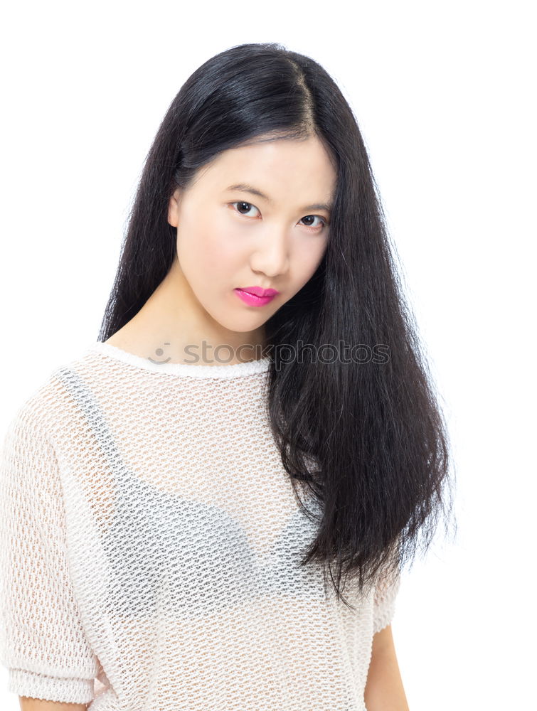 Similar – Image, Stock Photo Young Asian woman with posing in studio with hat
