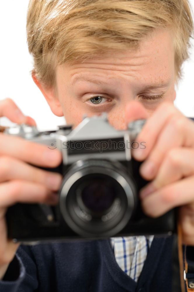 Similar – Image, Stock Photo Young blonde girl with instant camera
