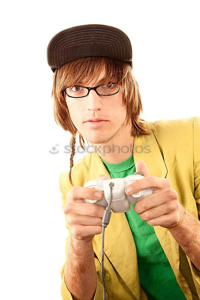 Similar – Young nerd playing video games