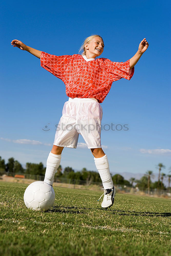 Similar – Kids Play Soccer, Boy, Girl, Goal