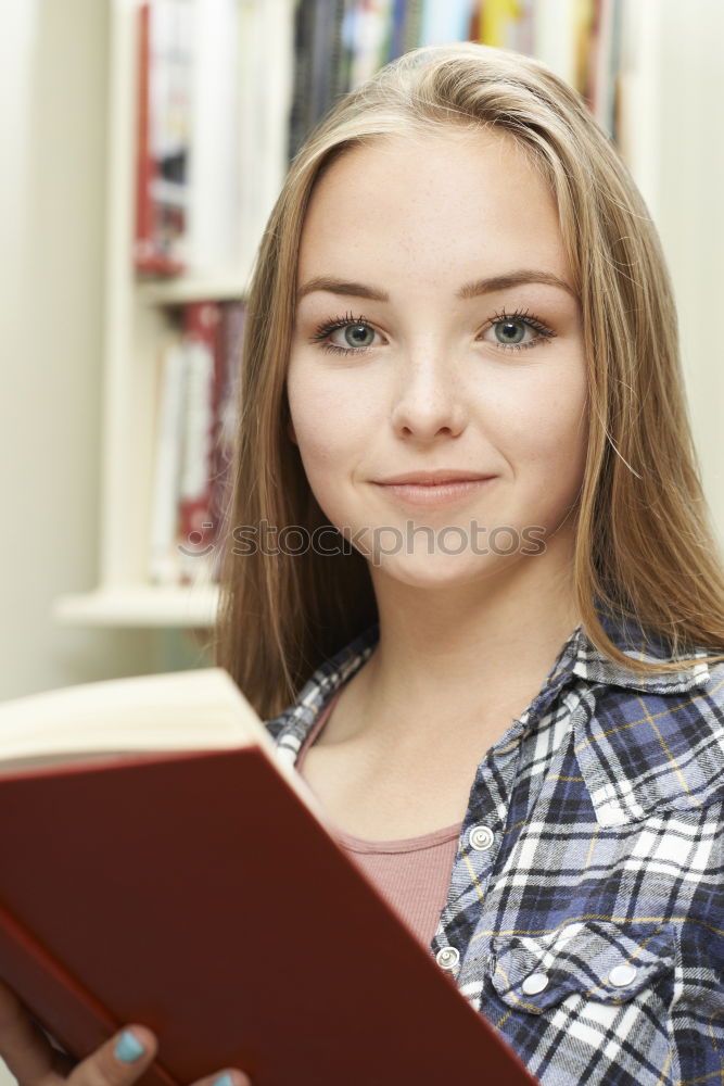 Similar – Image, Stock Photo Beautiful student girl at the school entrance