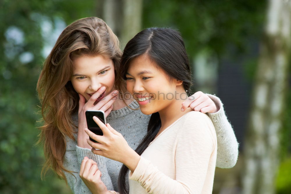 Similar – happy mother and daughter making selfie outdoor