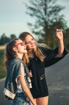 Similar – Image, Stock Photo Happy best friend teenager girls embracing outdoors