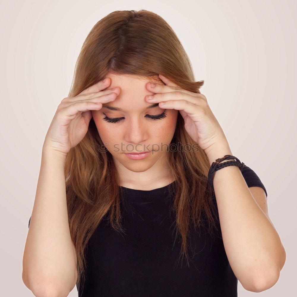 Similar – A blonde young woman in a sunny day thinking and feeling with closed eyes