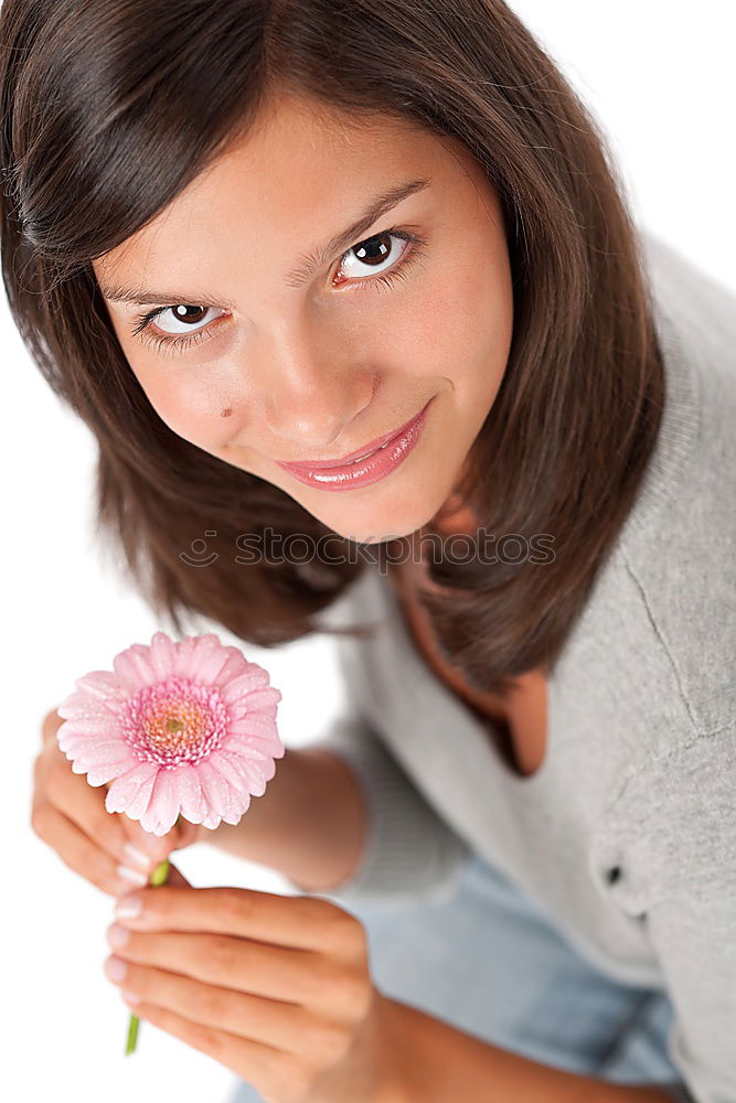 Similar – Image, Stock Photo For you! | Girl with dandelion bouquet