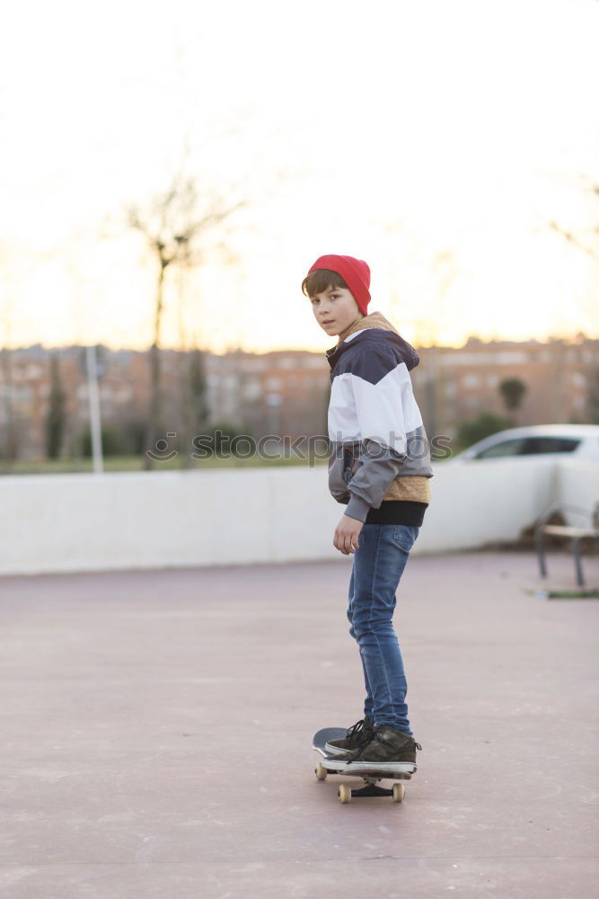 Similar – Image, Stock Photo Skateboarding woman practicing at skatepark