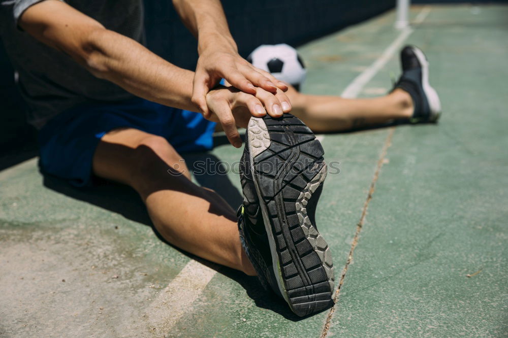 Similar – Image, Stock Photo Disabled man athlete stretching with leg prosthesis.