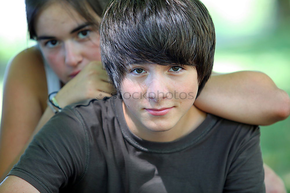 Similar – Image, Stock Photo A Sensitive Sibling Behind Leaves