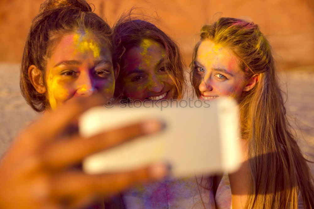 Similar – Image, Stock Photo Women taking selfie in studio