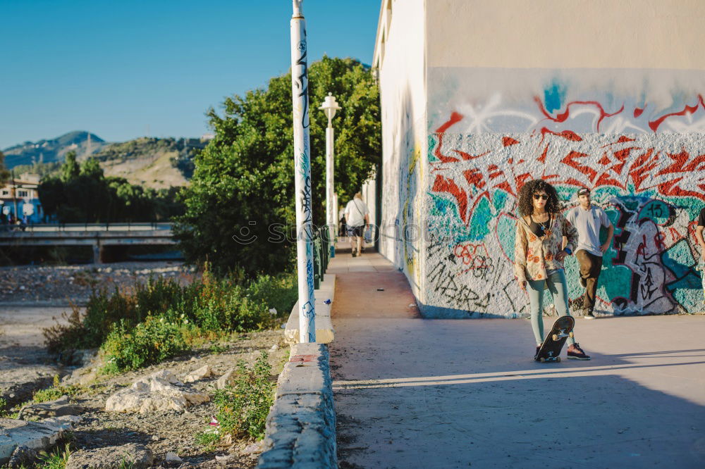 Similar – Image, Stock Photo Smiling woman in alley