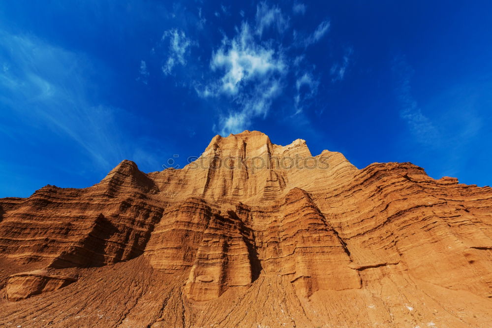 Similar – Image, Stock Photo Cliffs, rocks and desert landscape in the Moon Valley of the Atacama Desert