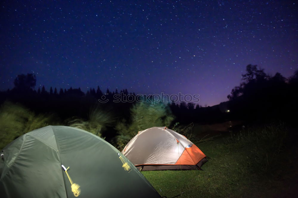 Similar – Image, Stock Photo Evening lit tent in camping