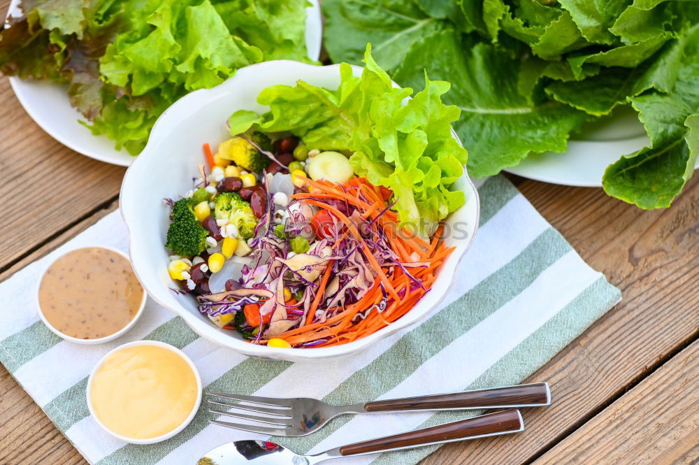 Similar – Image, Stock Photo Top view of green salad with a green juice