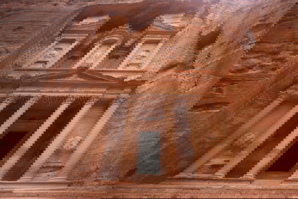 Similar – Image, Stock Photo Camels on ground against ancient temple carved in rock