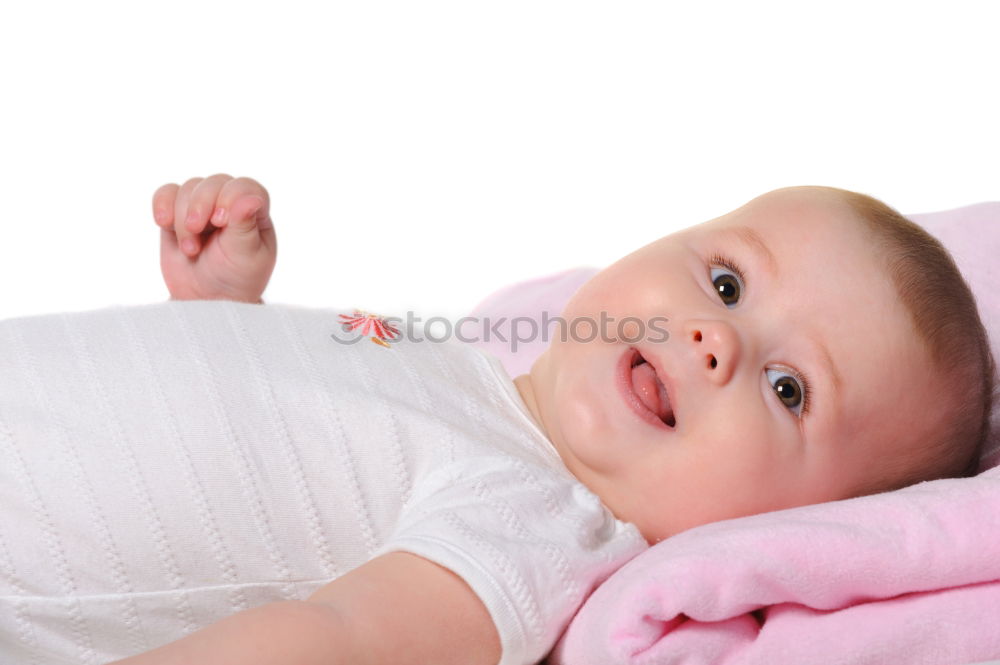 Similar – Baby girl in a bed with toys around.