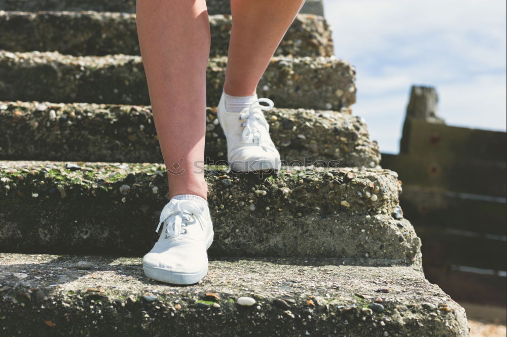 Similar – Image, Stock Photo Happy young blond woman standing on urban background.