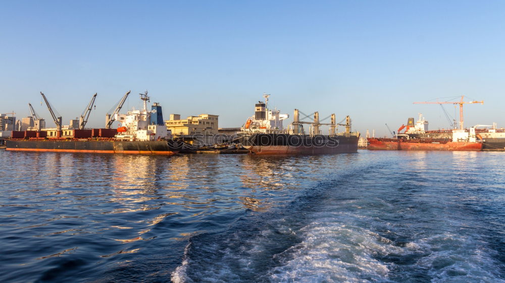 Similar – Ships in the container port of Hamburg