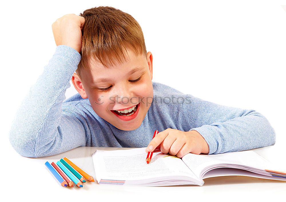 Similar – Concentrated child studying