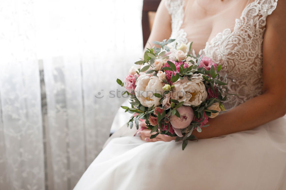 Similar – Back view of bride with bouquet