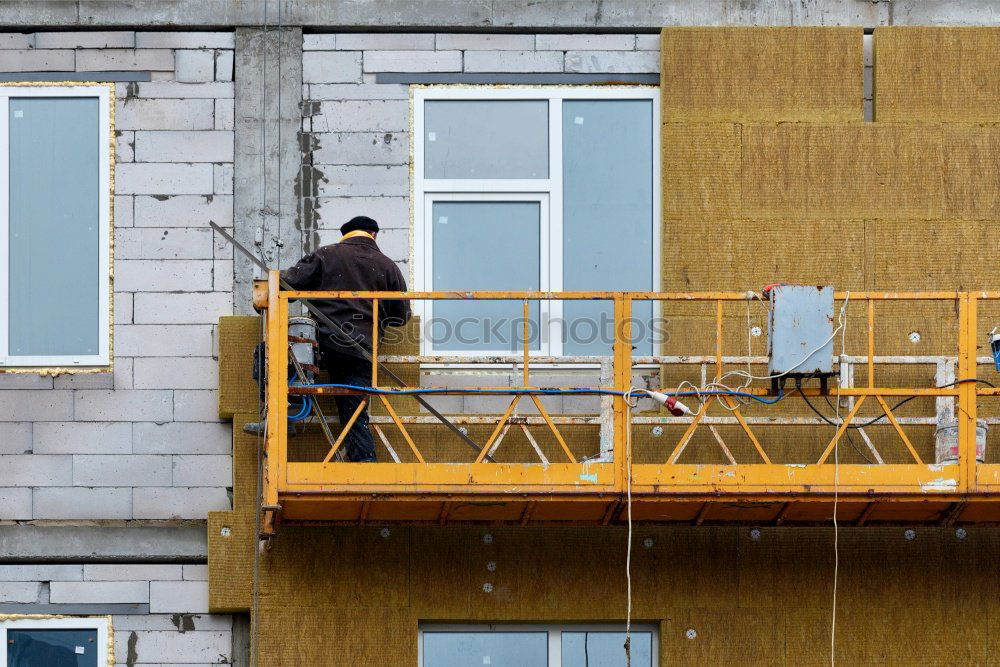 Similar – Foto Bild Bauzaun aus Holz vor dem Neubau eines Wohnhaus mit Baugerüst am ehemaligen Hafen in Offenbach am Main in Hessen