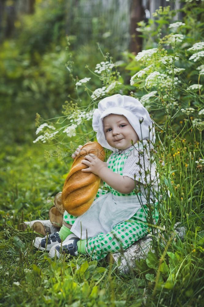 Similar – Cheerful kid in costume posing on tree