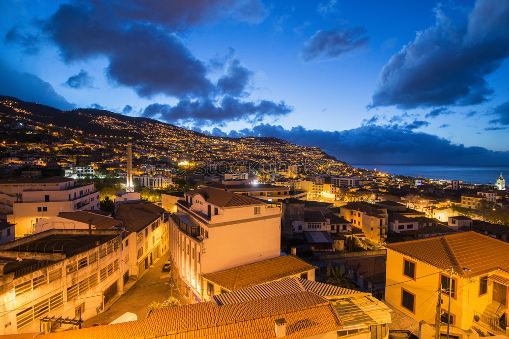 Similar – Panoramic view of Naples city by night, Italy