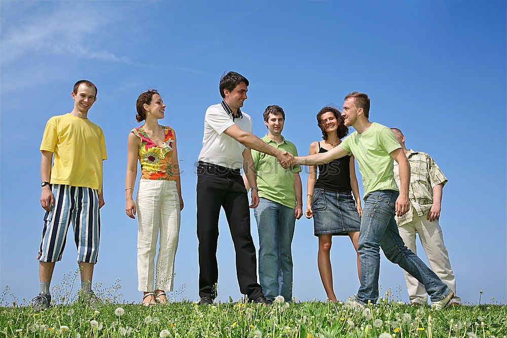 Similar – Image, Stock Photo Brothers and sisters on outdoor chairs