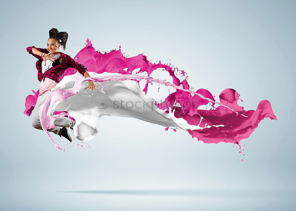 Similar – Image, Stock Photo Girls making fun and play with Color powder