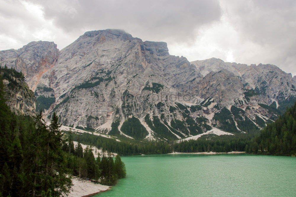 Similar – Image, Stock Photo Braies Lake with clouds in the Dolomites IV