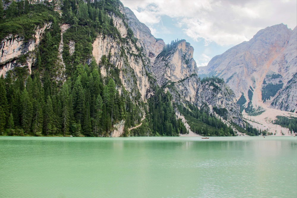 Similar – Image, Stock Photo Braies Lake with clouds in the Dolomites XI