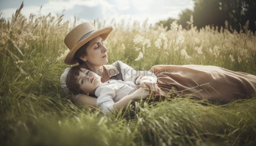 Similar – Woman relaxing on tree trunk