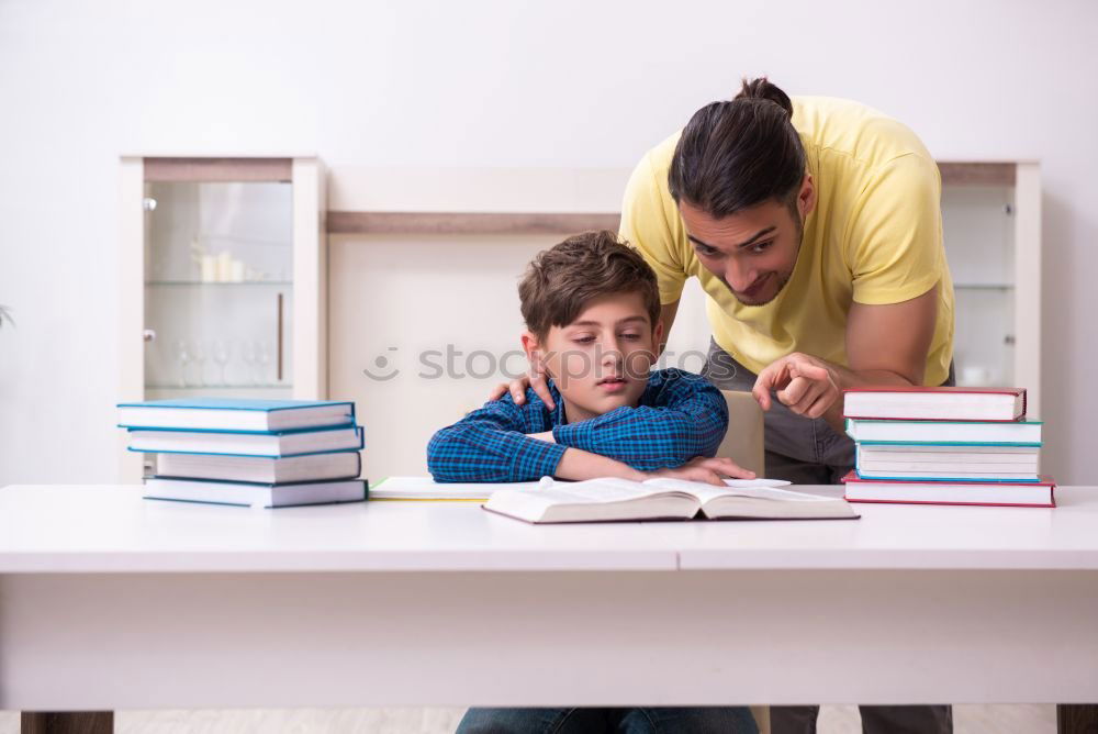 Similar – Image, Stock Photo Teenagers sitting by a blackboard at school