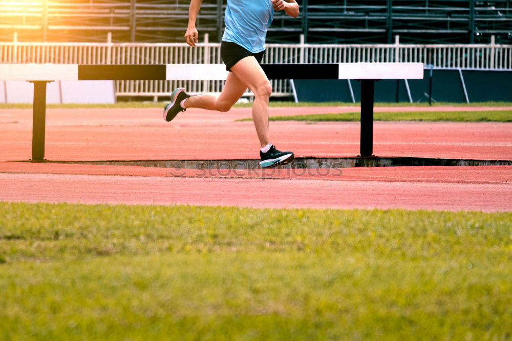 Similar – Disabled man athlete training with leg prosthesis.