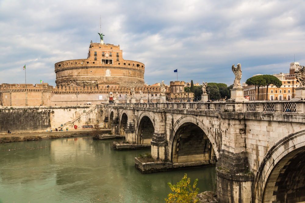 Similar – Angel castle with bridge by day and blue sky