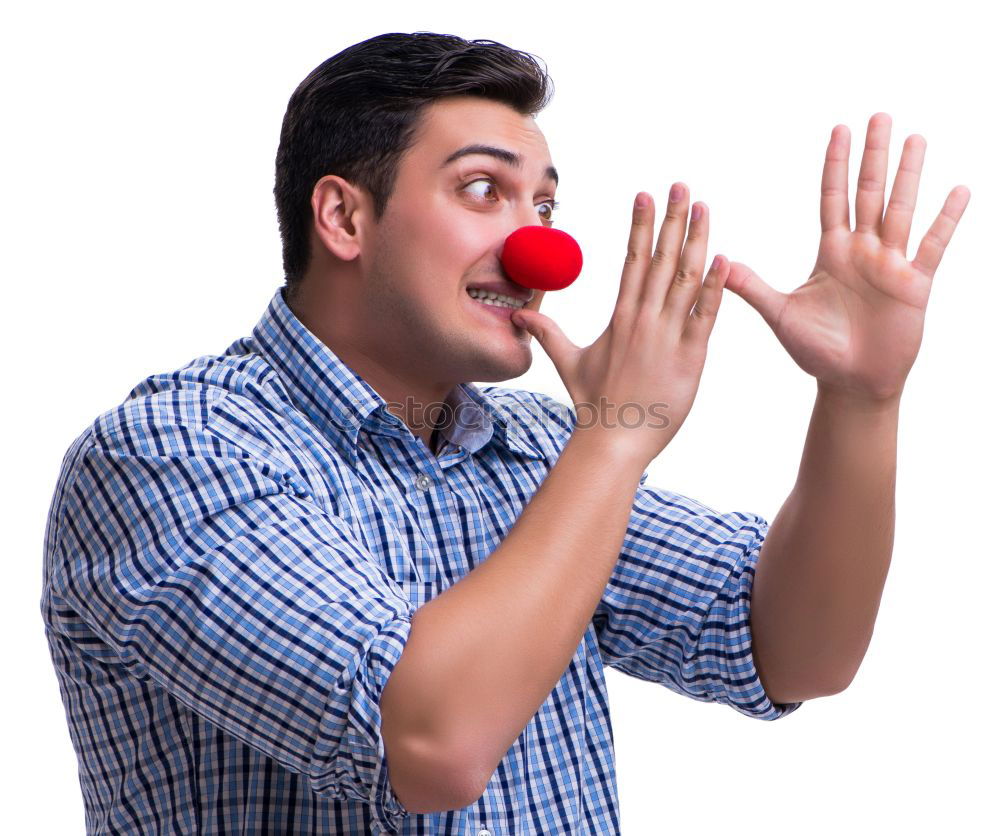 Similar – Close up portrait of a woman with red clown nose