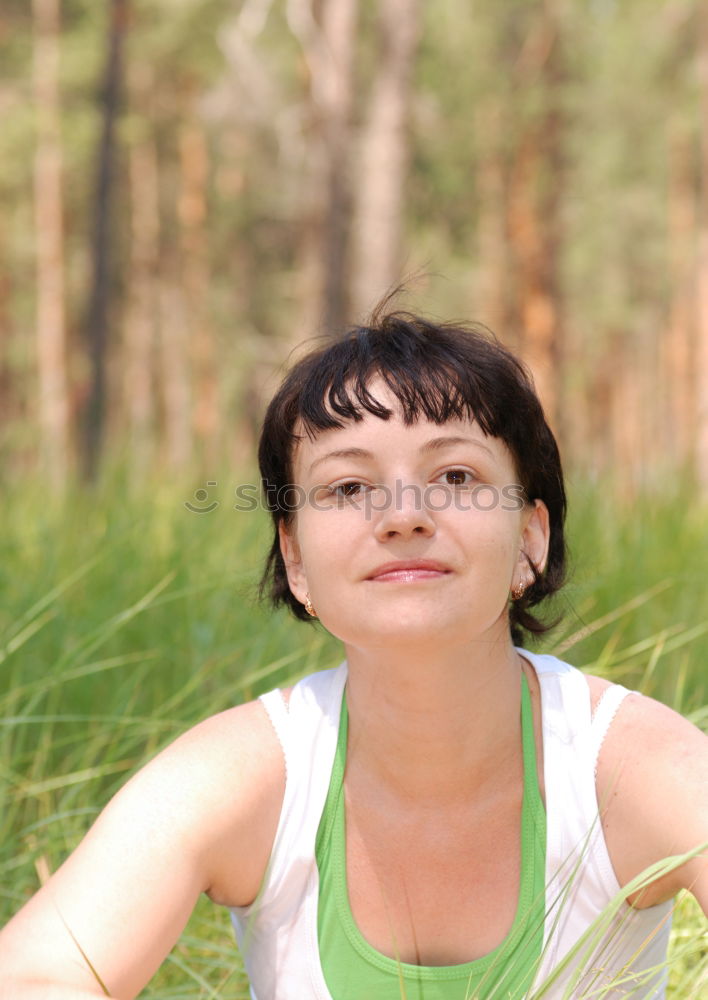 Image, Stock Photo Happy young woman in nature #1