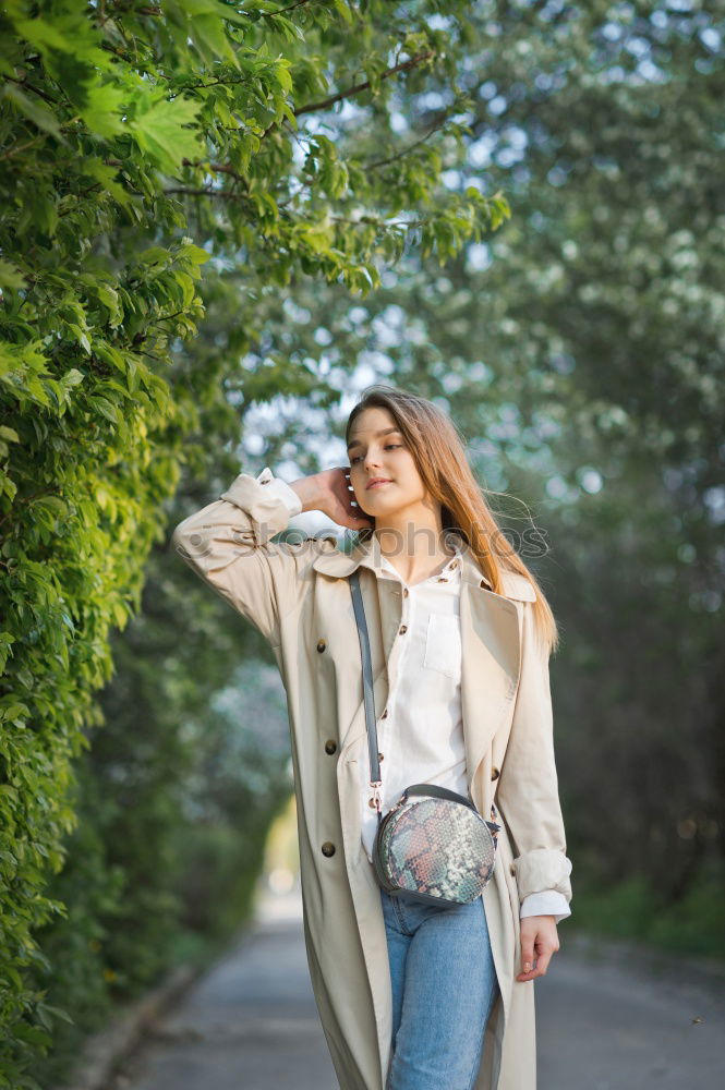 Similar – Portrait of beautiful woman smiling in the street