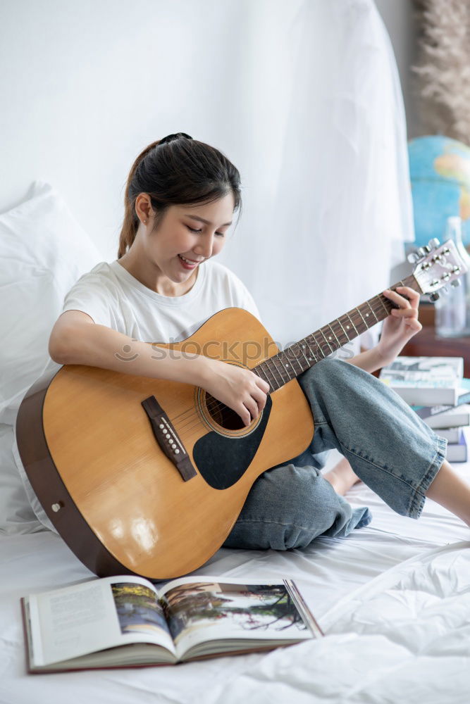 Similar – Image, Stock Photo Woman and dog relaxing at home