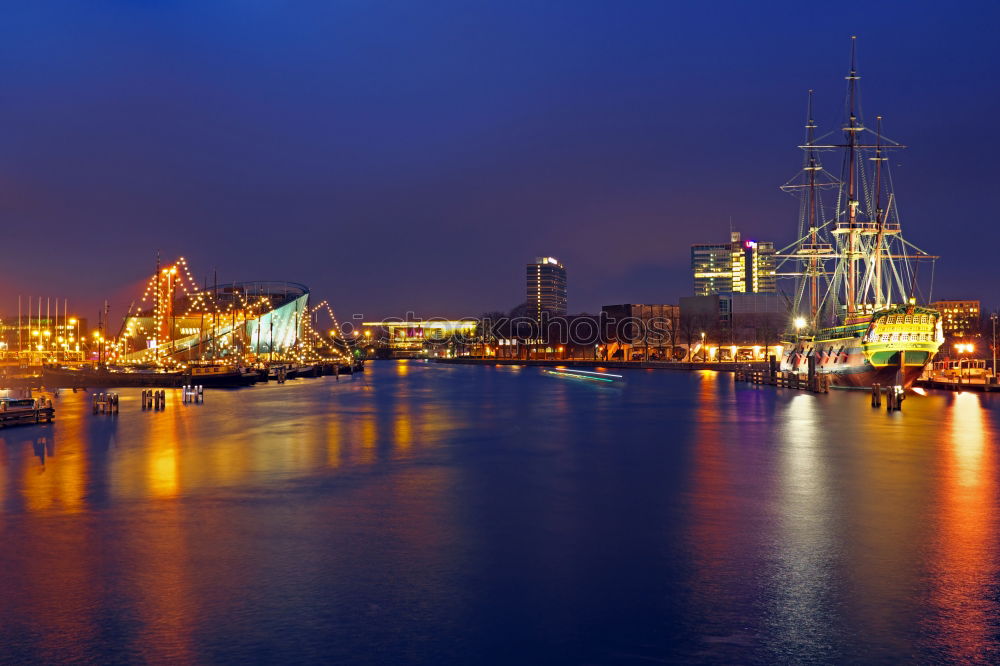 Similar – Image, Stock Photo Port of Hamburg / Landing bridges at sunset