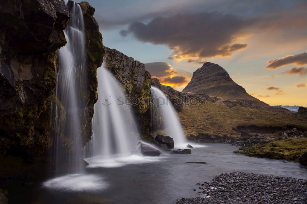 Similar – Image, Stock Photo Majestic waterfalls on cliff in mountains