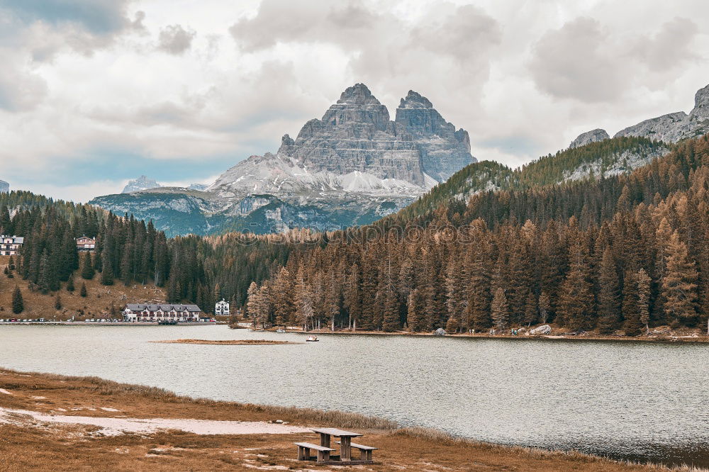 Similar – Wooden dock on lake in mountains