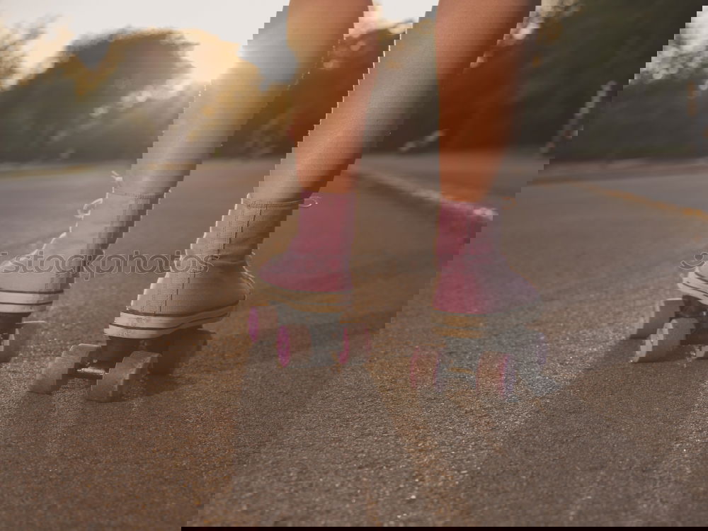 Similar – Image, Stock Photo Young woman jogging down an autumn street