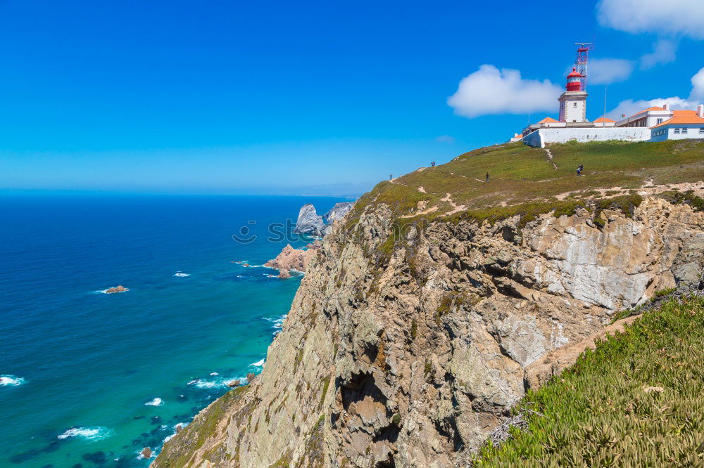 Similar – Lighthouse on cliff at Cabo São Vincente near Sagres in Portugal.