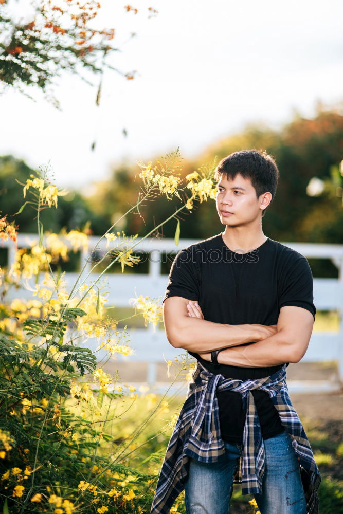 Similar – Image, Stock Photo outdoor photo session with a bass player and his instruments