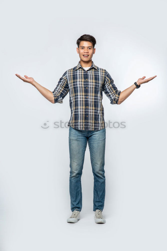 Similar – Image, Stock Photo Portrait of a teenager rebellious man with a blue background