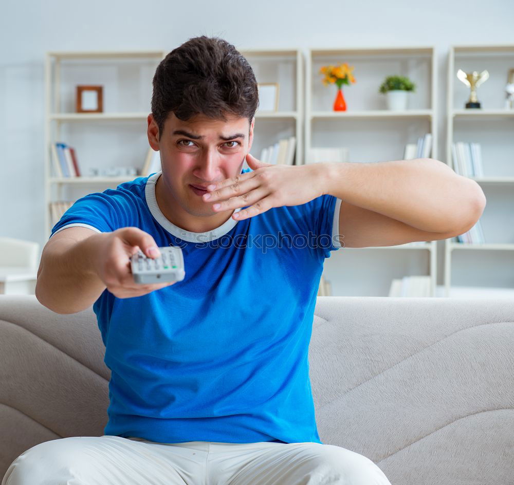 Similar – Image, Stock Photo Portrait of a young thoughtful mixed race man sitting in the sofa