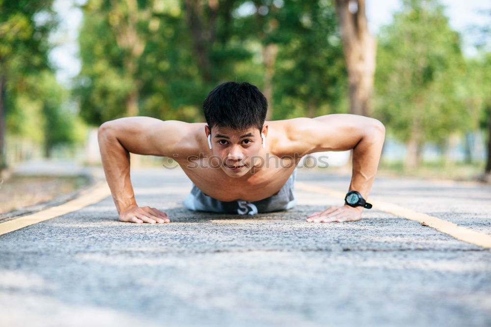 Similar – Image, Stock Photo Man training fitness push ups